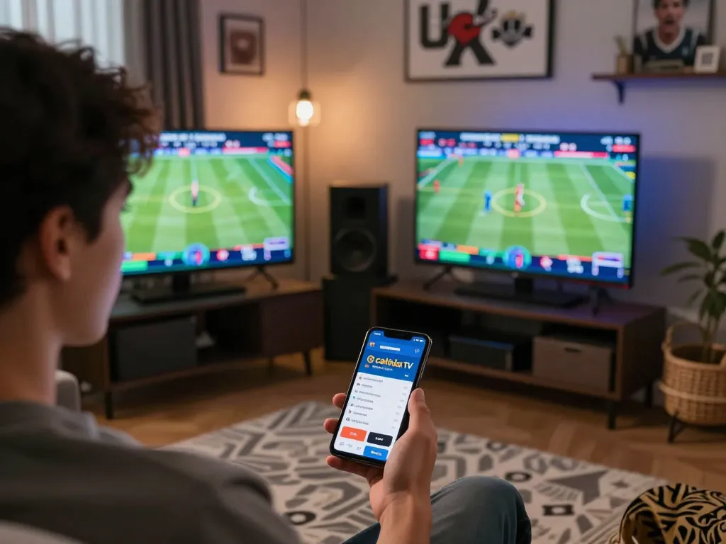 Engaged bettor analyzing sports matches on cakhia tv app for strategic gaming.