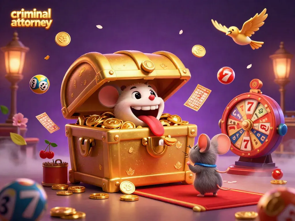 Engaging casino scene with a golden treasure mimic enticing adventurers, featuring lottery balls, bingo cards, and slot elements.