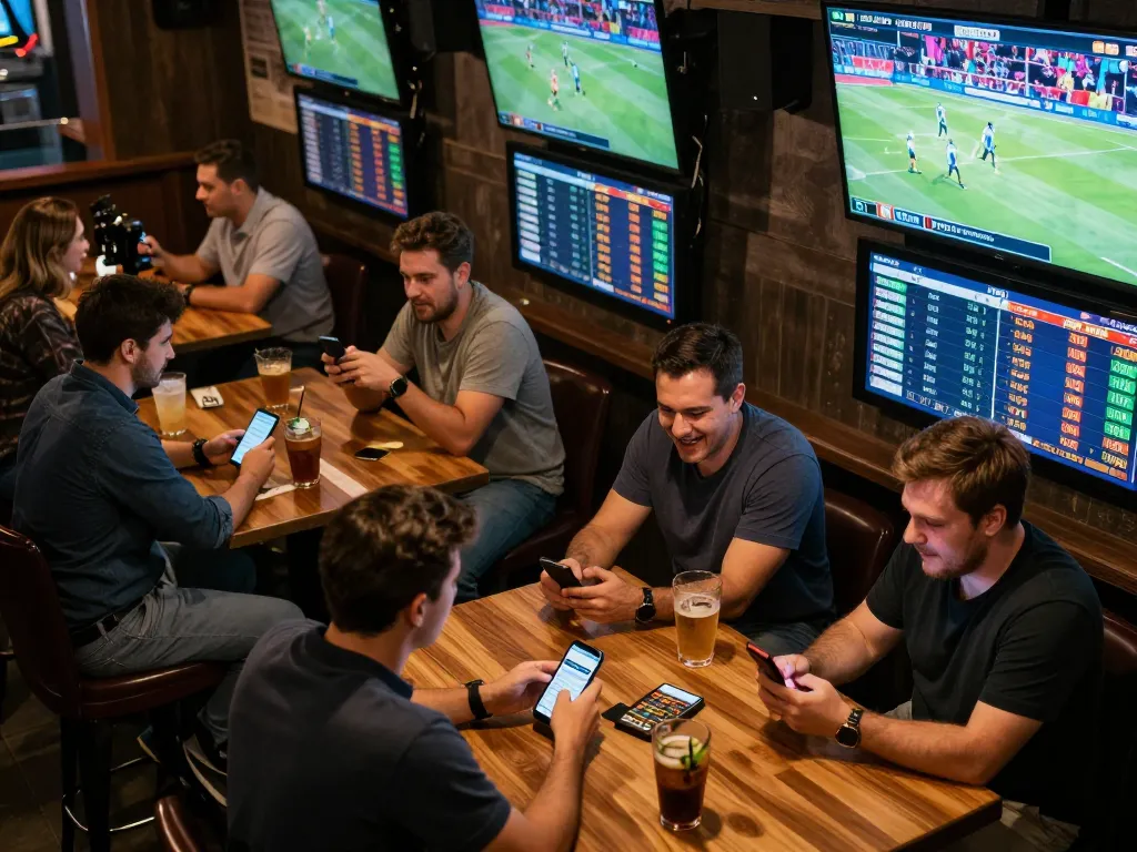Experience sports betting excitement at https://fa88.team/ with friends and live events displayed, vibrant atmosphere.