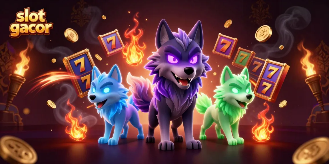 Experience the excitement of slot gacor with vibrant visuals, dynamic reels, and glowing wolf characters.