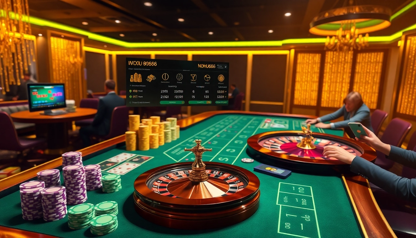 Players enjoying a thrilling online casino experience at NOHU666 with vibrant games and secure betting options.