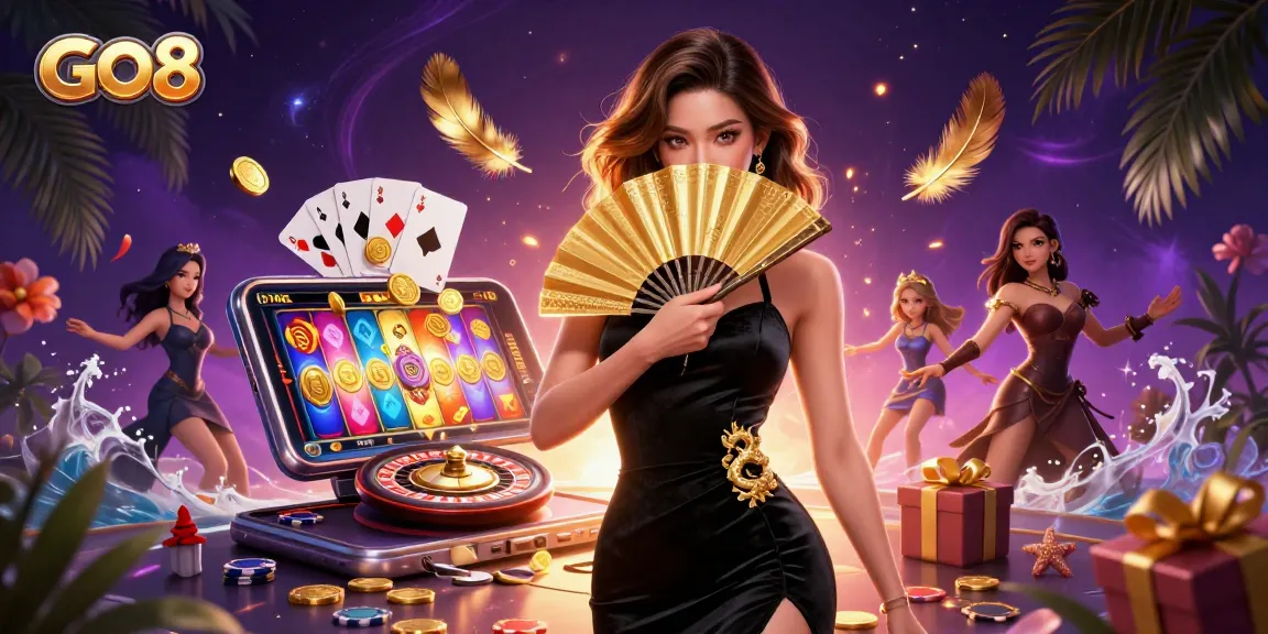 Play colorful slot games with GO8 while enjoying the thrill of gambling in a vibrant casino.