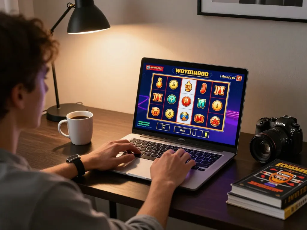 Experience nhà cái 79king with strategic online slot gameplay on a modern laptop.