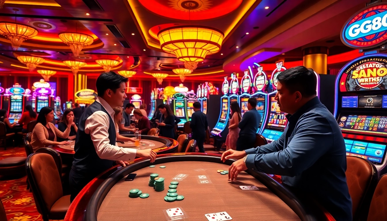 Engaged players enjoying a GG88 casino experience at the luxurious blackjack table.