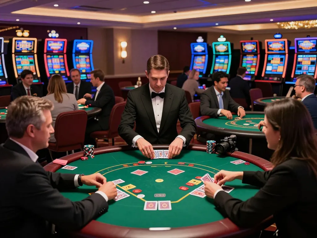 Experience excitement at https://rr88.wales/ with players enjoying poker at a vibrant casino floor.