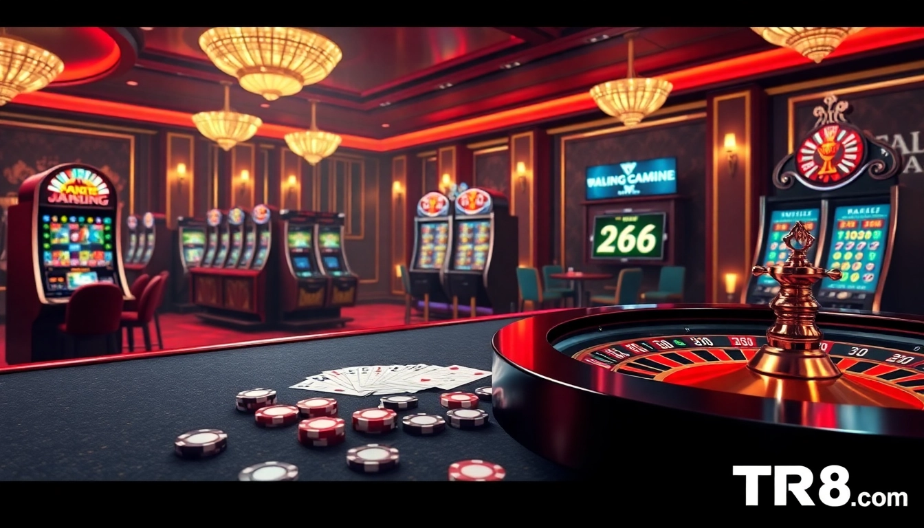 Experience luxury gaming at TR88 com with engaging tables and vibrant slot machines.