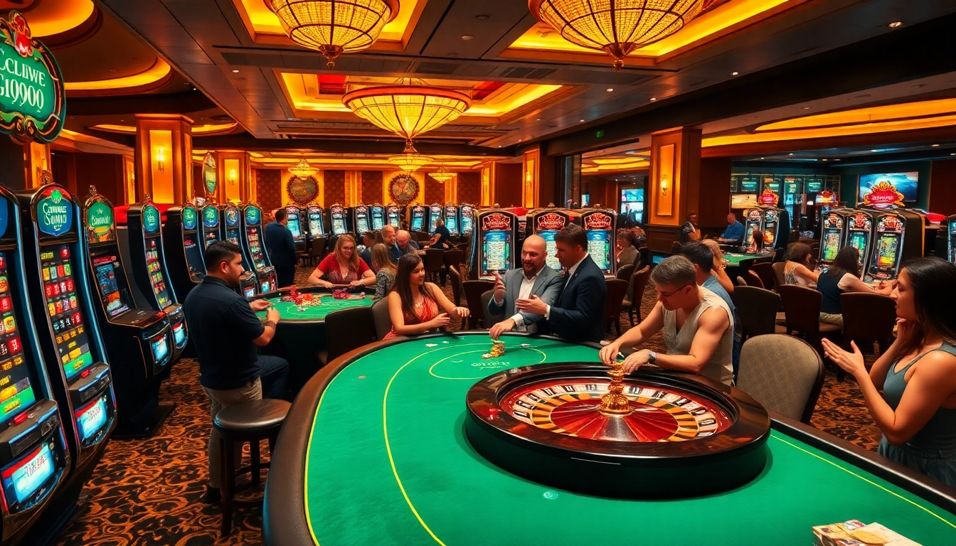 SCLUB88 NET players enjoying intense games at classic casino tables and vibrant slot machines