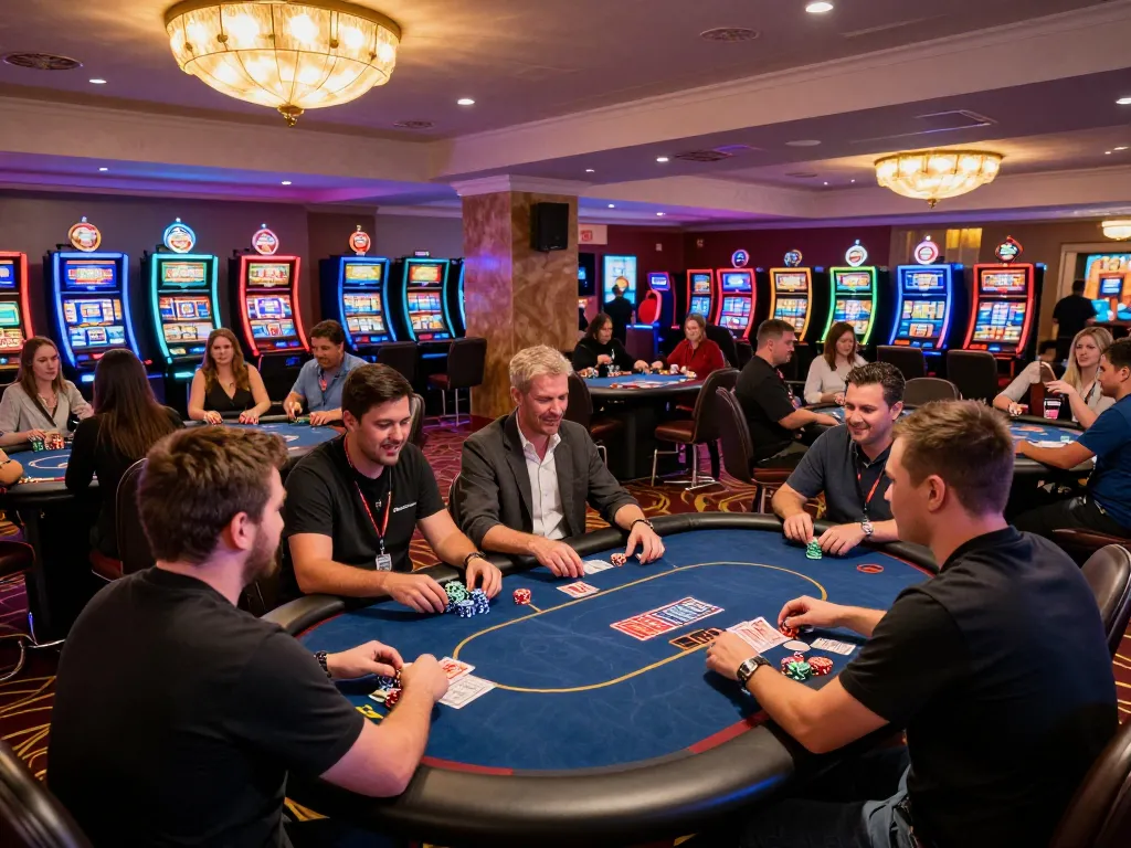 Players engaging in vmax bet strategy at a lively casino table, showcasing gambling excitement and strategic gameplay.