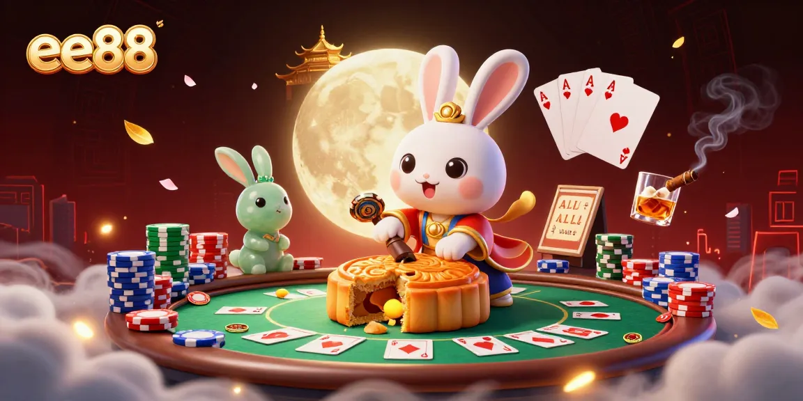 Experience the excitement of ee88 as the moon rabbit reveals hidden poker chips inside golden mooncakes.