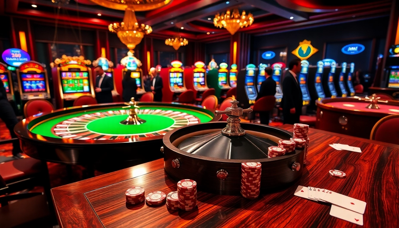 Experience thrilling gameplay at the luxurious Lu88 casino with vibrant roulette and slot machines.