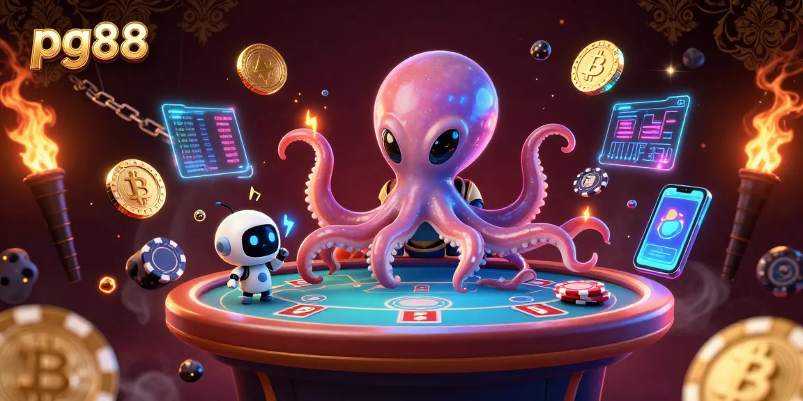 Engage with pg88 and watch the alien octopus deal a thrilling poker game in an exciting cosmic casino.