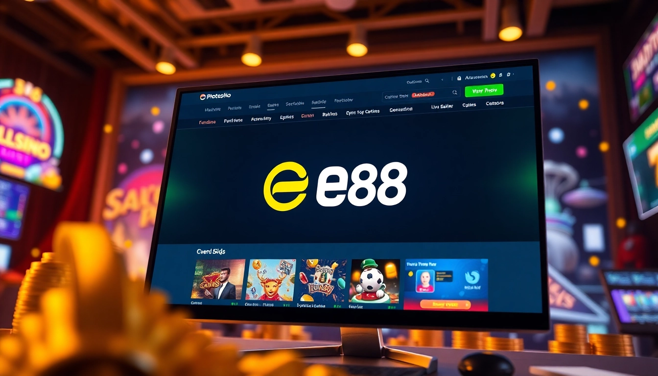 E88 online gambling platform showcasing vibrant game options and user-friendly interface.