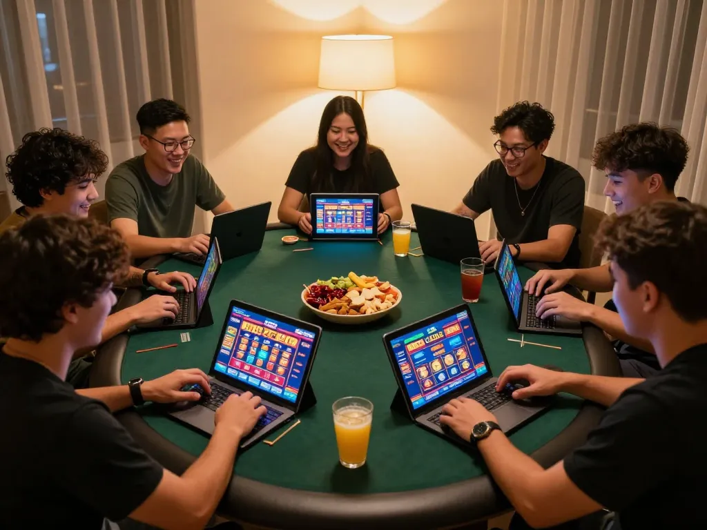 Friends enjoying online gaming at B52Club, engaging in strategy and fun.