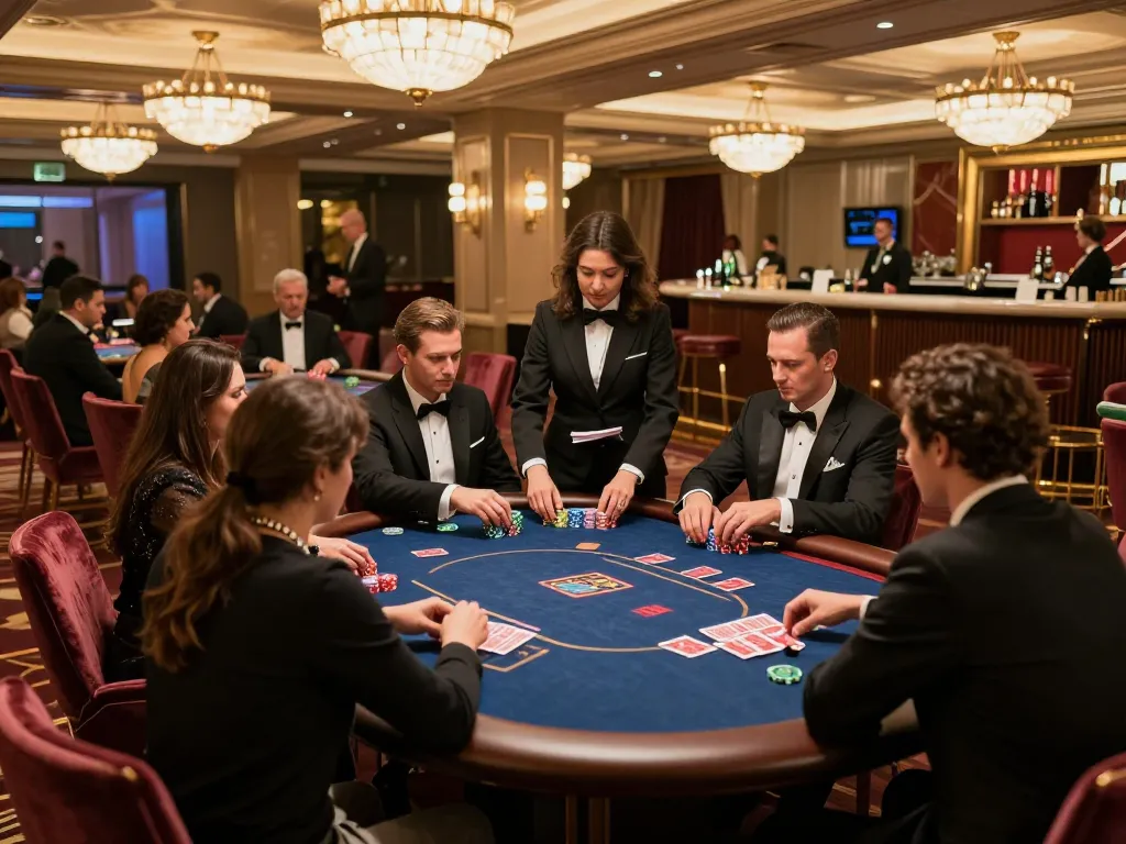 7M VIP gaming experience showcases strategic poker play in luxury casino atmosphere