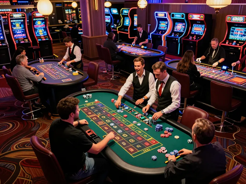 Players placing bets at roulette tables and enjoying the lively atmosphere of https://max88sss.com/ casino