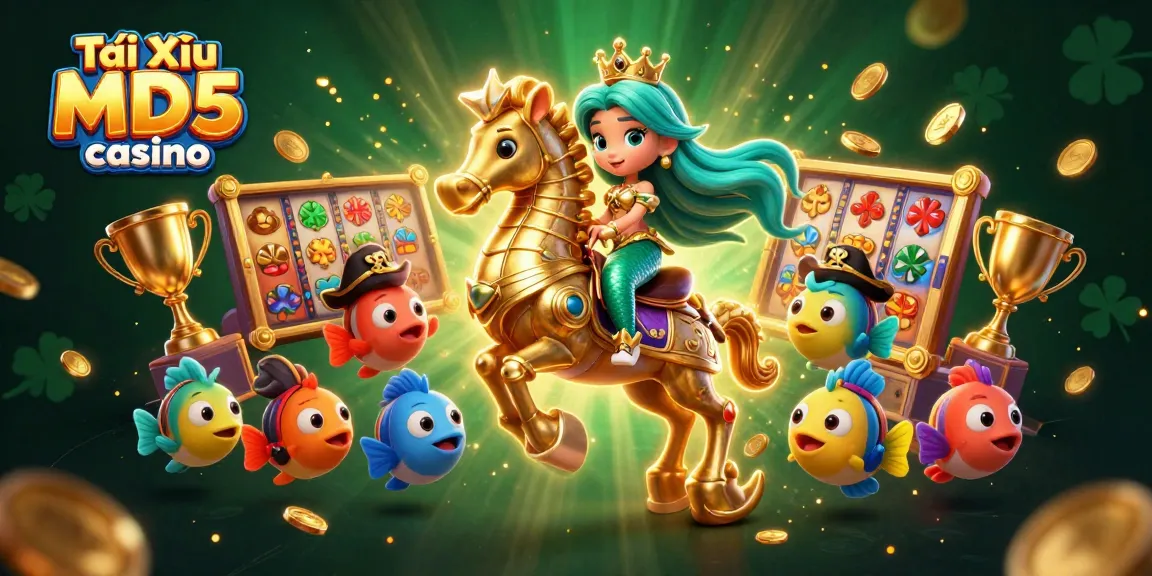 Experience the thrill of Tài Xỉu MD5 casino with vibrant characters and dynamic gaming elements.