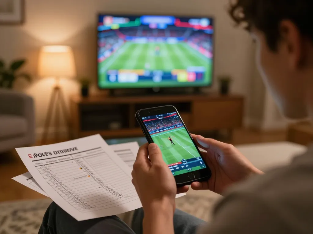 Person actively participating in sports betting on ga6789 app, surrounded by strategy notes.