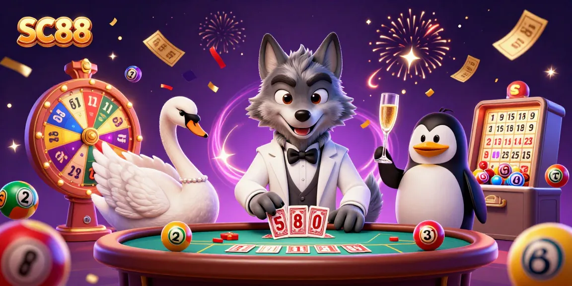 Engage in SC88 action with a charismatic baccarat scene featuring a debonair wolf and elegant characters.