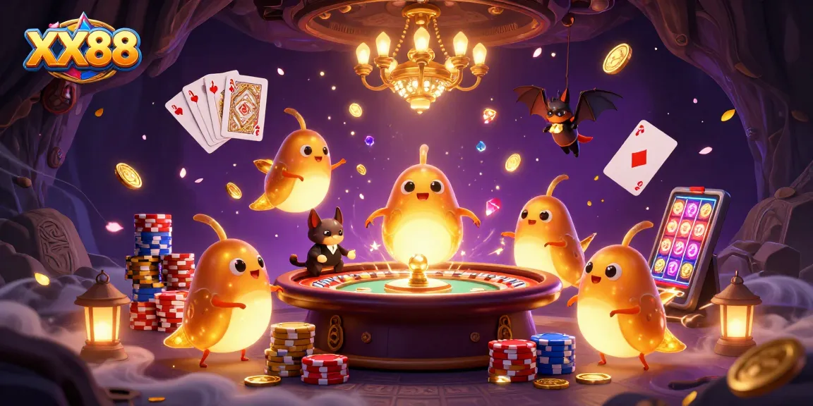 Experience thrilling gameplay at XX88 with vibrant glowworms lighting the casino atmosphere.