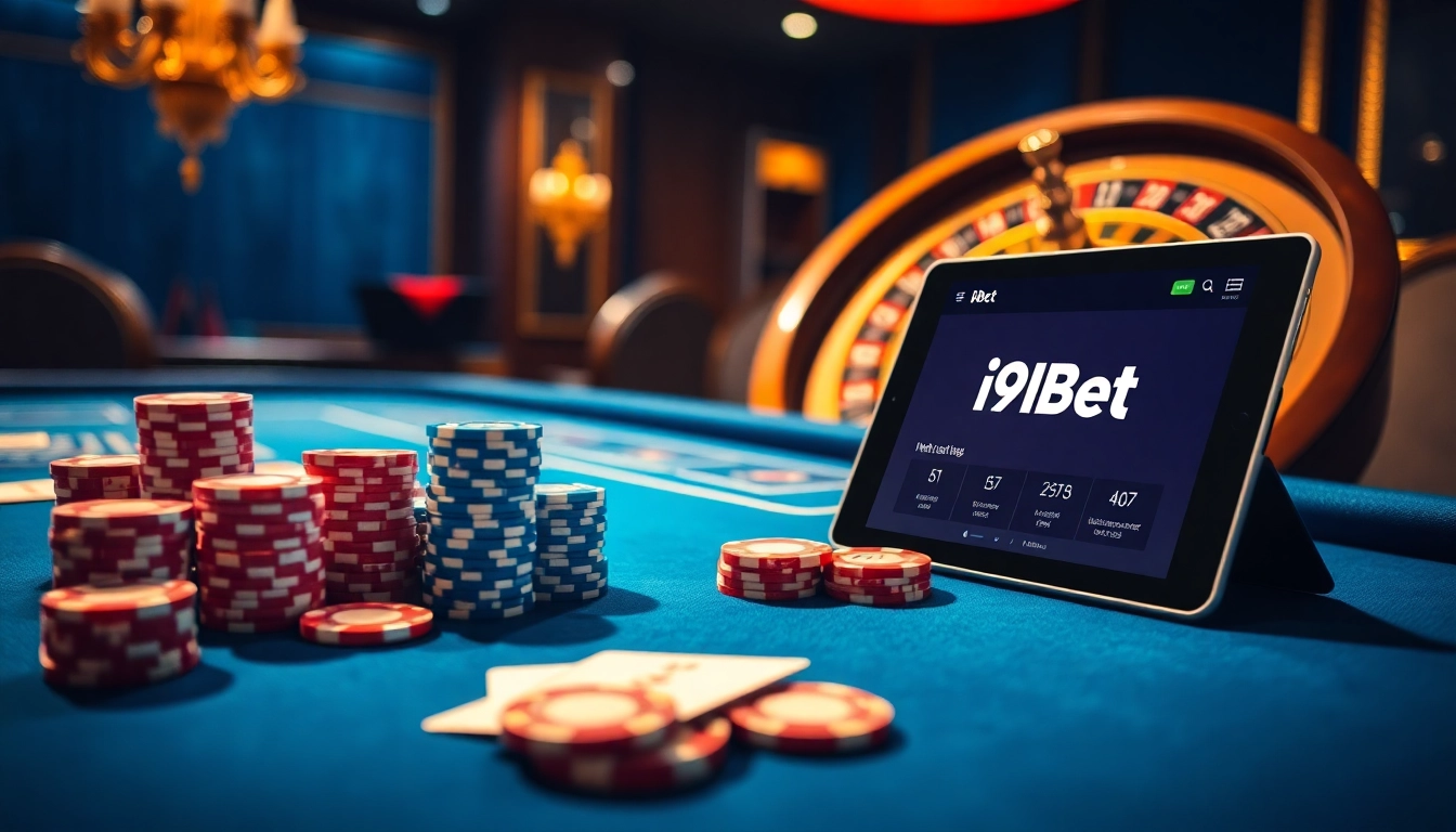 Experience high-stakes gaming at i9bet with luxurious poker and roulette tables.