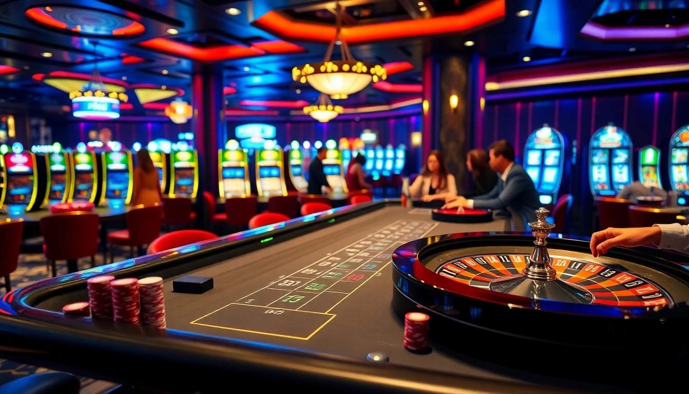 Experience the thrill of DEBET with high-stakes poker and roulette in a luxurious casino setting.