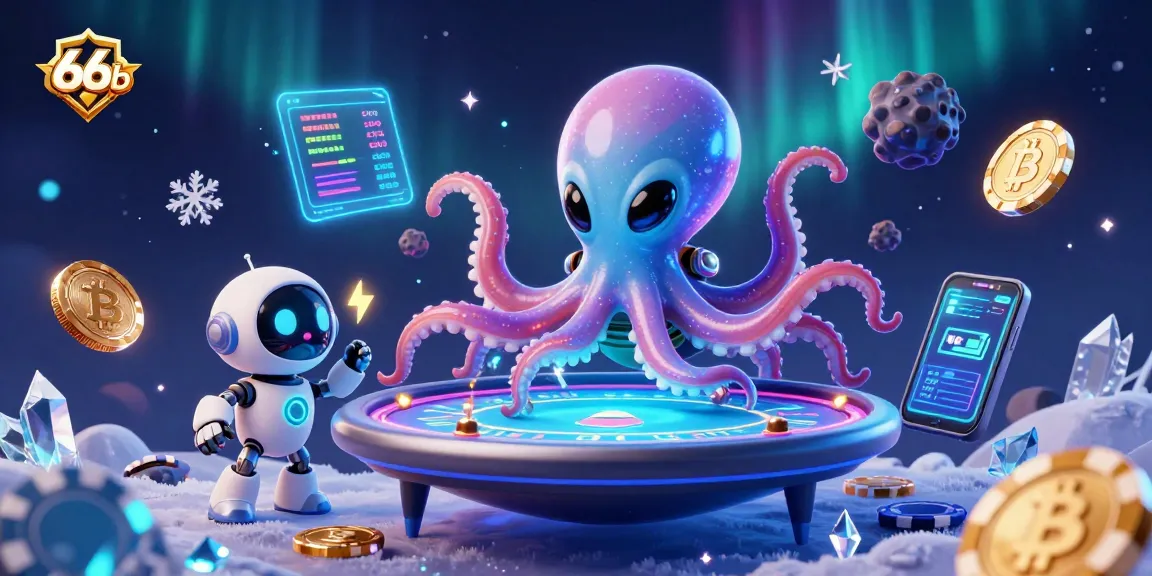 Engage in thrilling poker action with the 66b alien octopus in a vibrant casino universe