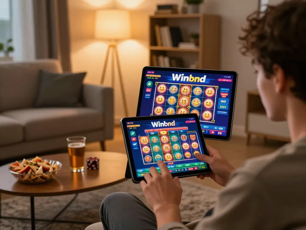 Player engaged in exciting gameplay on Winbd platform from cozy home setup.