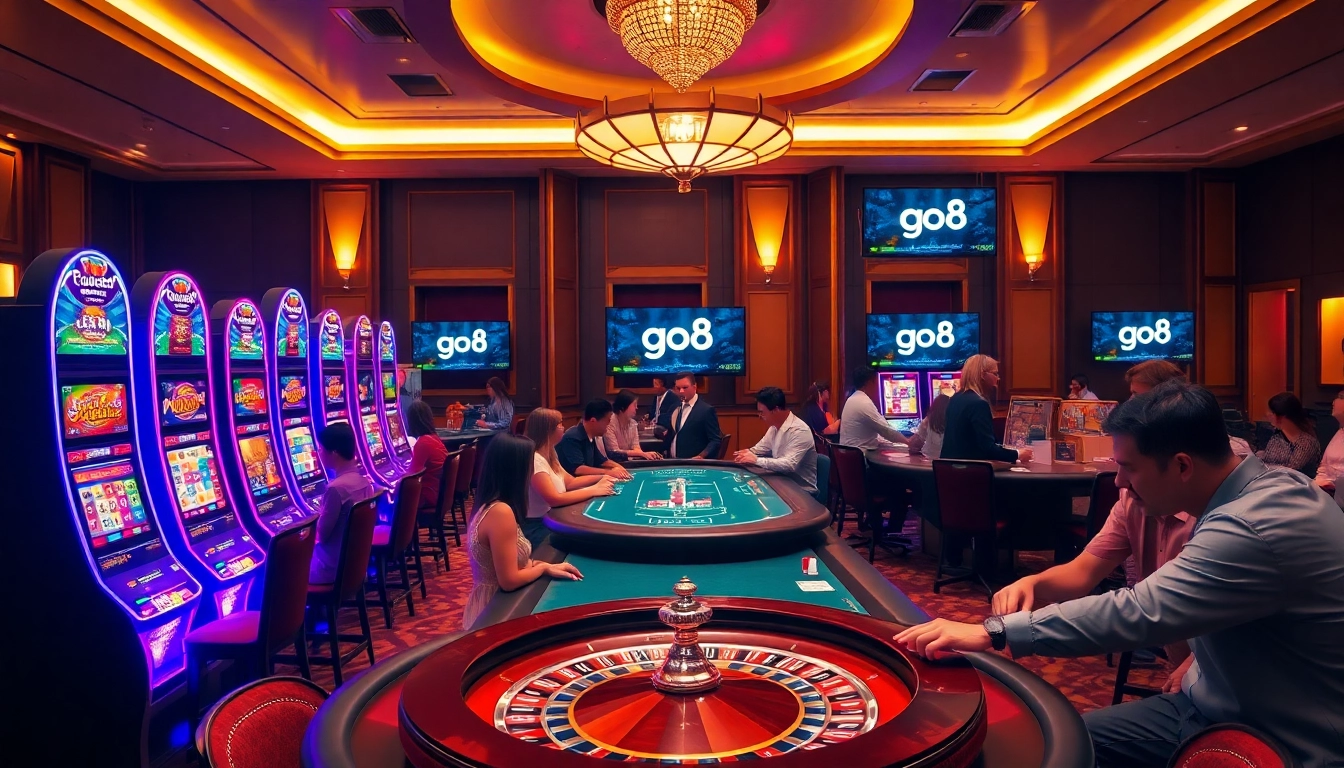 Engaging gamblers at a luxurious casino showcasing the go8 platform excitement.