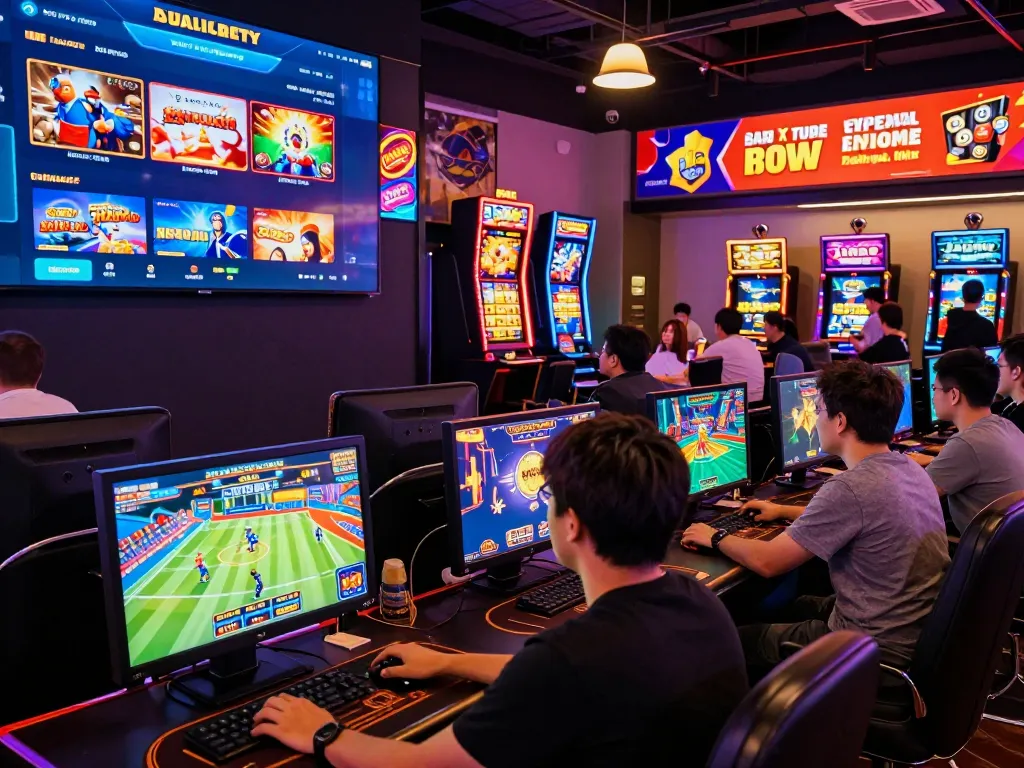 Exciting gaming scene at BL555 with players enjoying diverse online games.