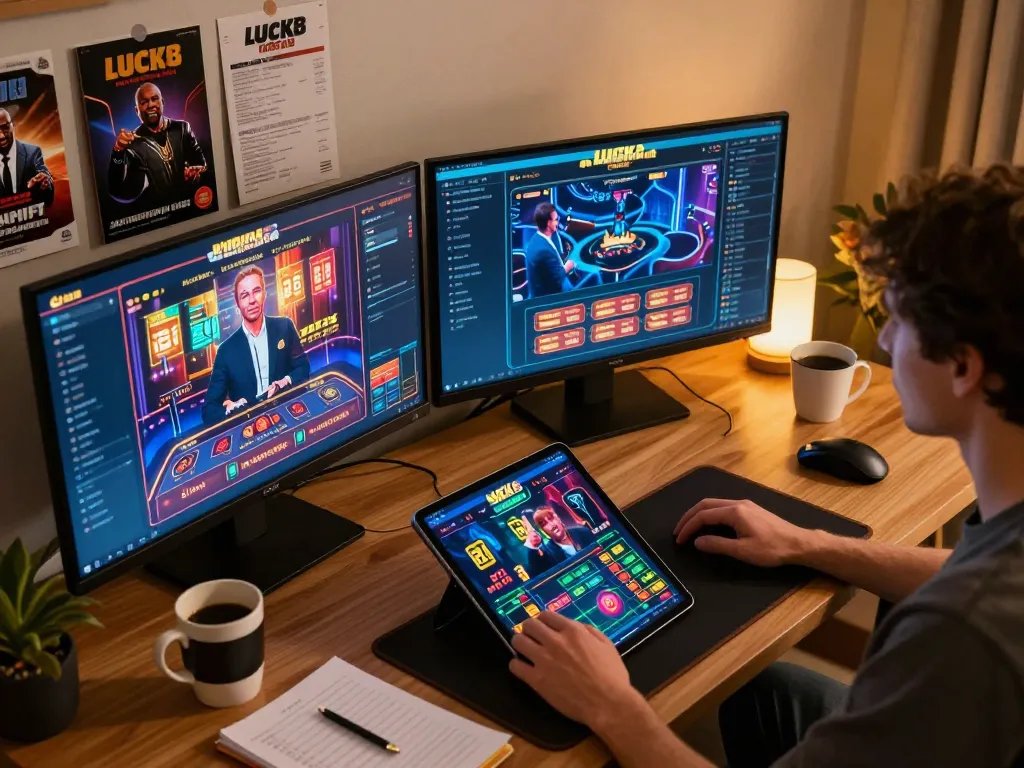Người dùng LUCK8 tham gia vào các trò chơi casino trực tuyến, thể hiện lối chơi chiến lược và một thiết lập chơi game thoải mái.