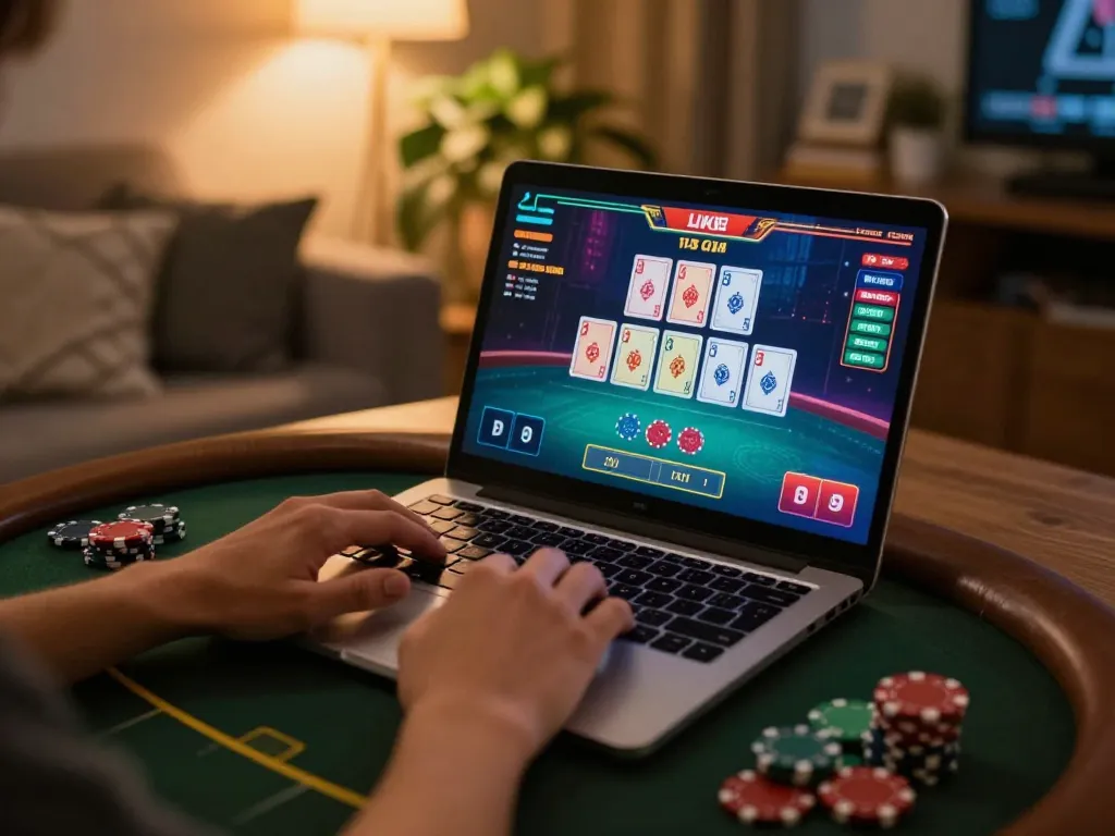 Engaging in an online blackjack game at jun88, showcasing lively game interface and personal strategy.