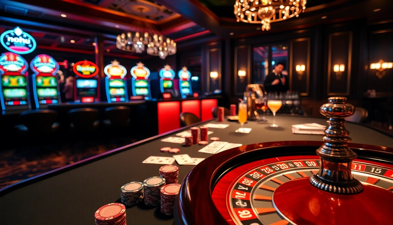 Experience the excitement of gaming at nohu.com with vibrant casino tables and slot machines.