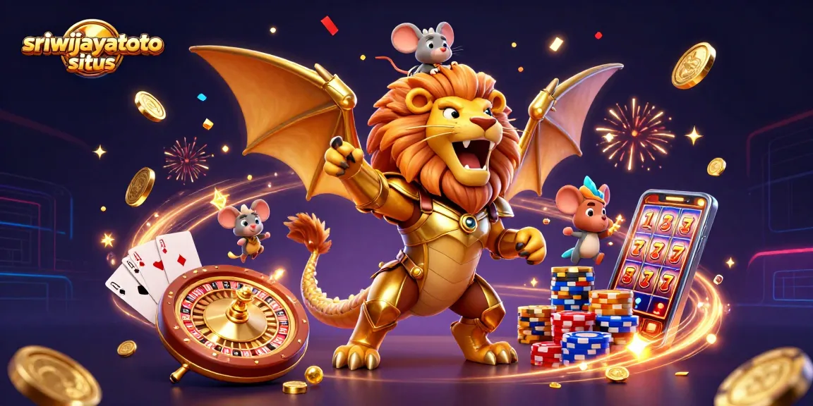Engage with sriwijayatoto situs through the thrilling digital illustration of a chimera gambling adventure with festive elements.