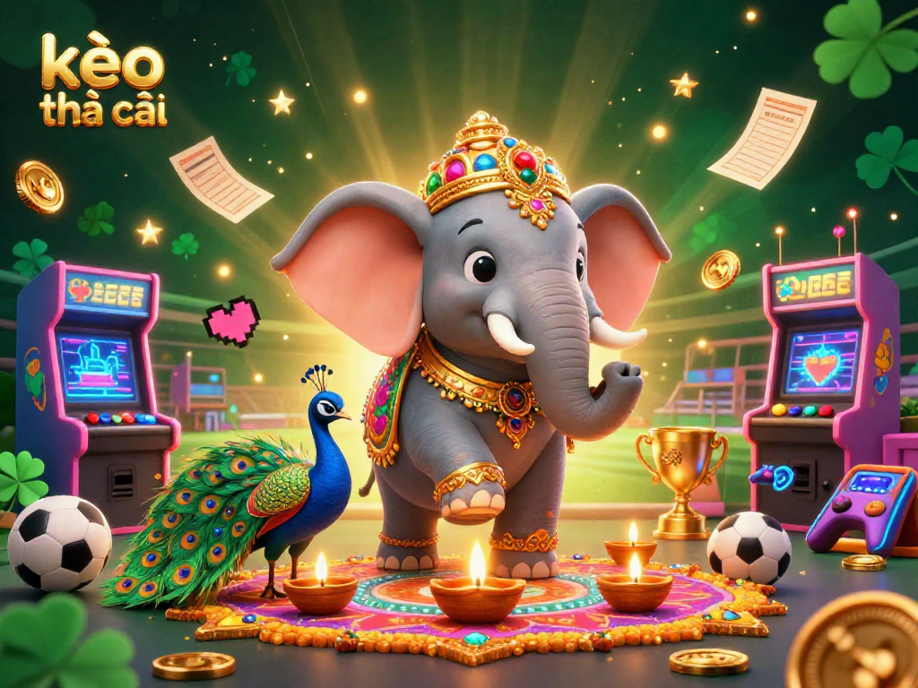 Engage in exciting sports betting with kèo nhà cái, depicted in a vibrant 3D scene full of energy.