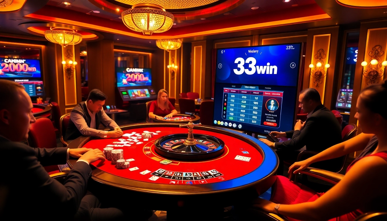 Players engaged in thrilling gambling action at the 33win casino table.