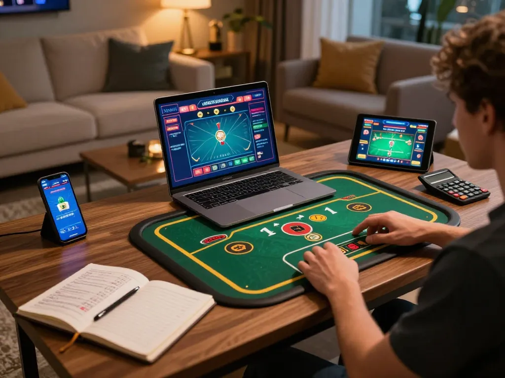 Engaging in a live dealer game on https://sc88.casino/ with a cozy online setup for strategic betting.