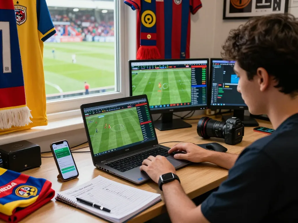 Active bettor engaged with keonhacai live odds analysis in a vibrant sports atmosphere.