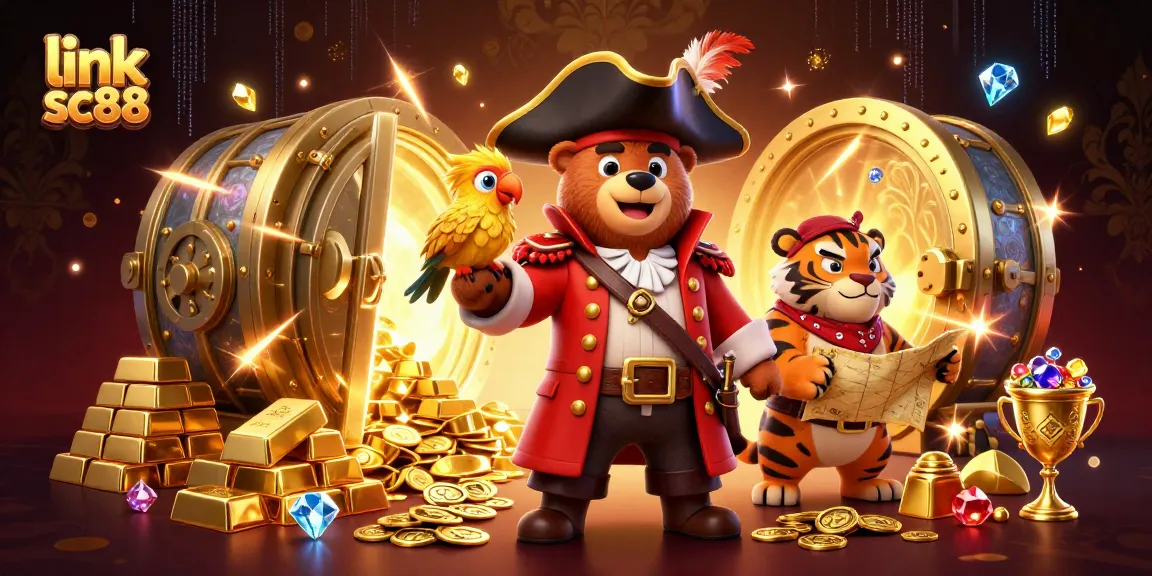 Engage with thrilling action on link sc88 in a vibrant 3D casino scene filled with treasure.