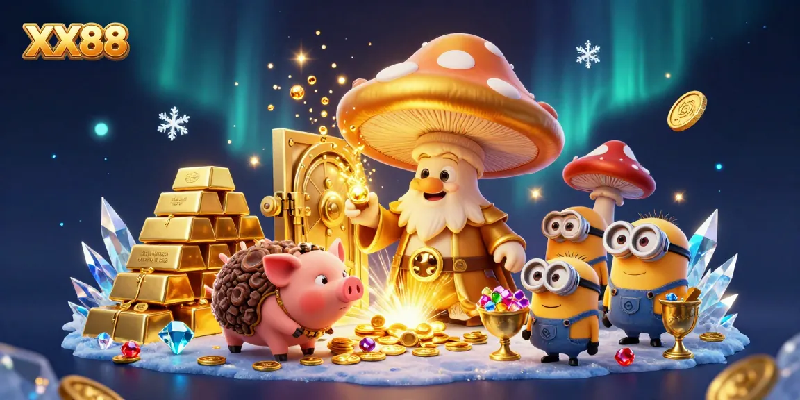 Experience the magic of XX88 with enchanting wizardry amidst golden treasures and sparkling gems.