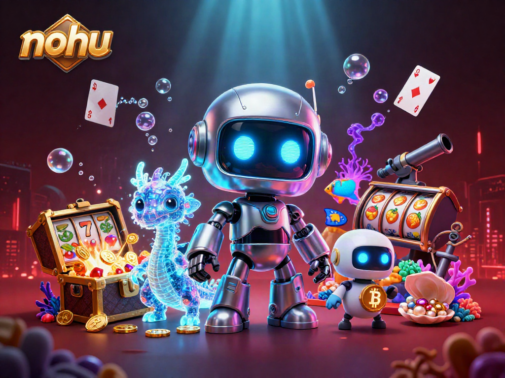 Engage with nohu's vibrant casino scene filled with animated characters and dynamic gaming elements.