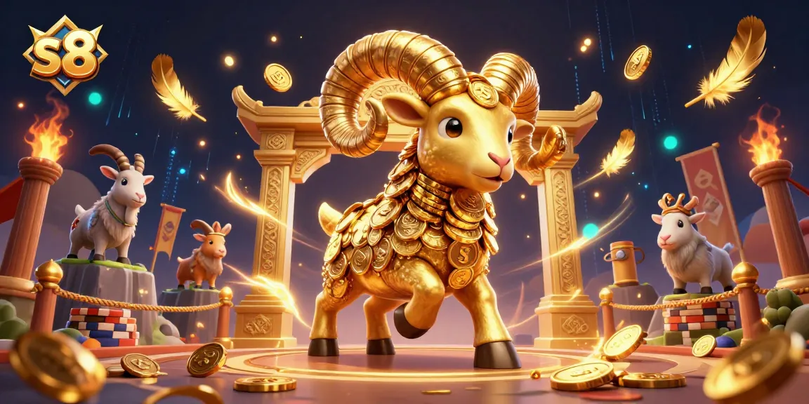 Engage with s8's thrilling sports betting scene featuring ultra-detailed golden ram and dynamic betting arena.