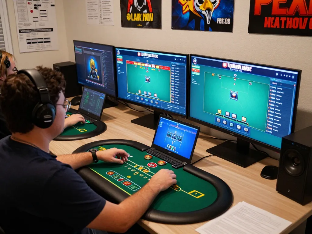 Experience the excitement of RR88 by engaging in strategic poker gameplay at home with multiple screens.