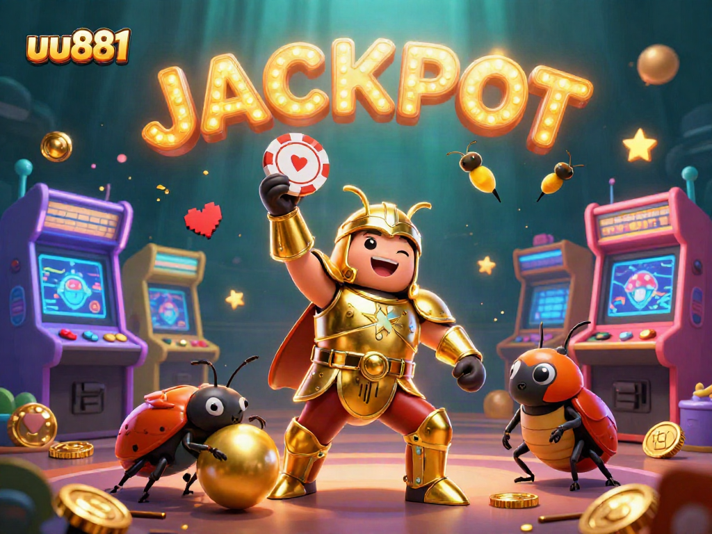 uu881 showcases a thrilling victory scene with vibrant gaming elements and characters celebrating a jackpot.
