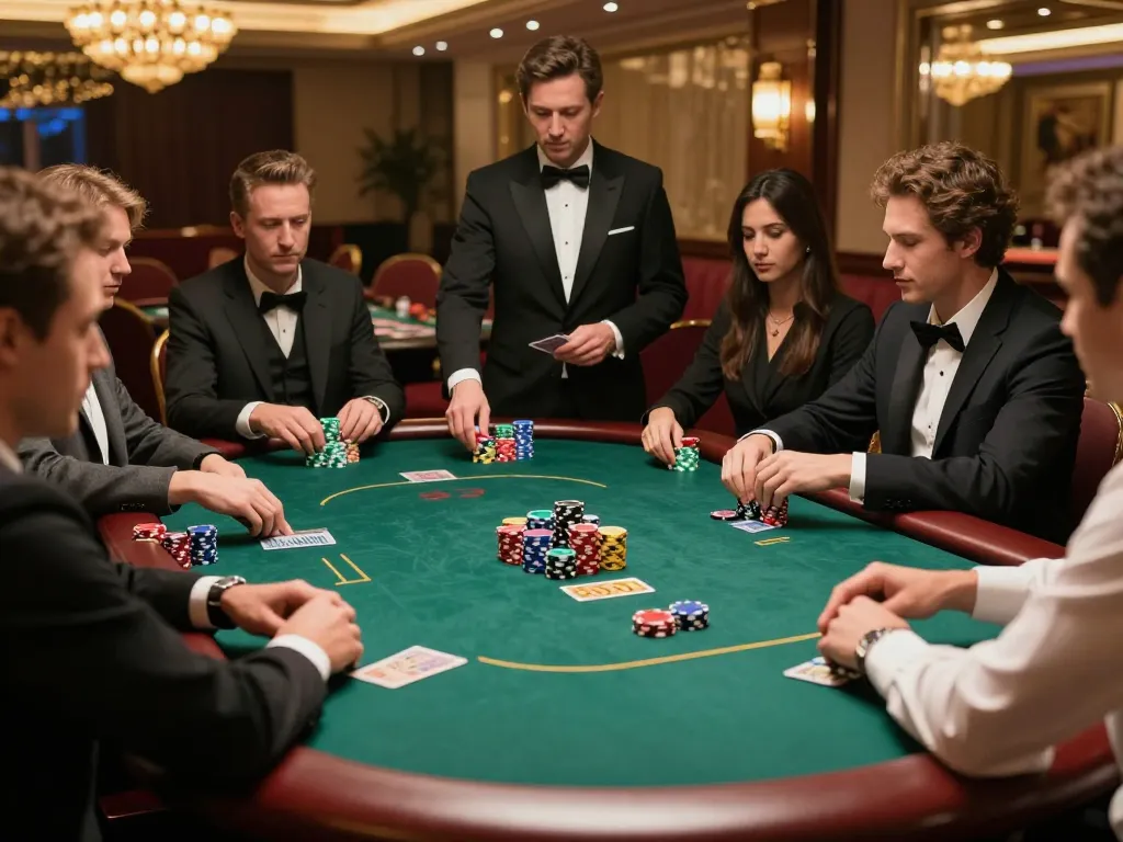 Engaged players at a luxurious casino table strategizing over poker, showcasing excitement at https://www.bearcreekwatershed.org/macroinvertebrates
