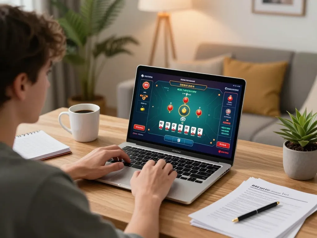 Experience thrilling online gambling with 123Win, showcasing live baccarat gameplay on a laptop