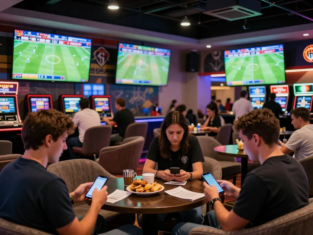 Socolive sports betting scene with fans engaged in live betting on soccer matches.