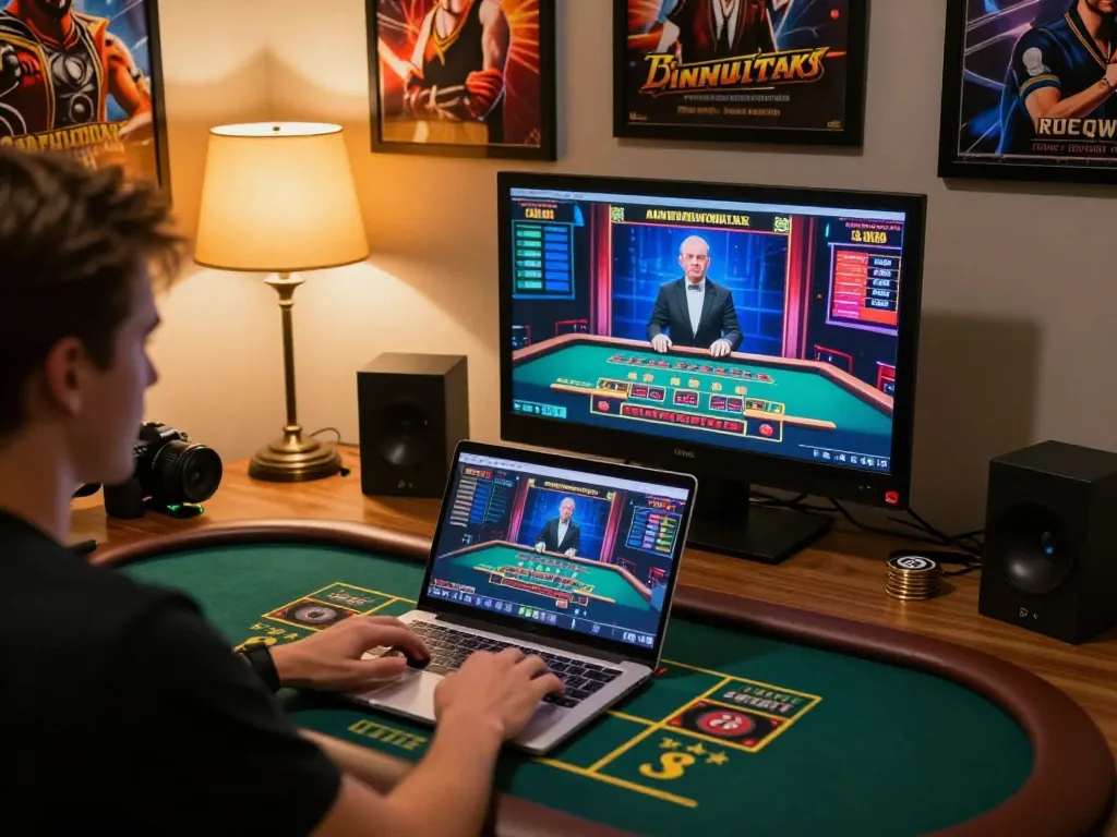 Tg88 offers an exciting online gaming experience with a live casino setup showcasing gameplay.