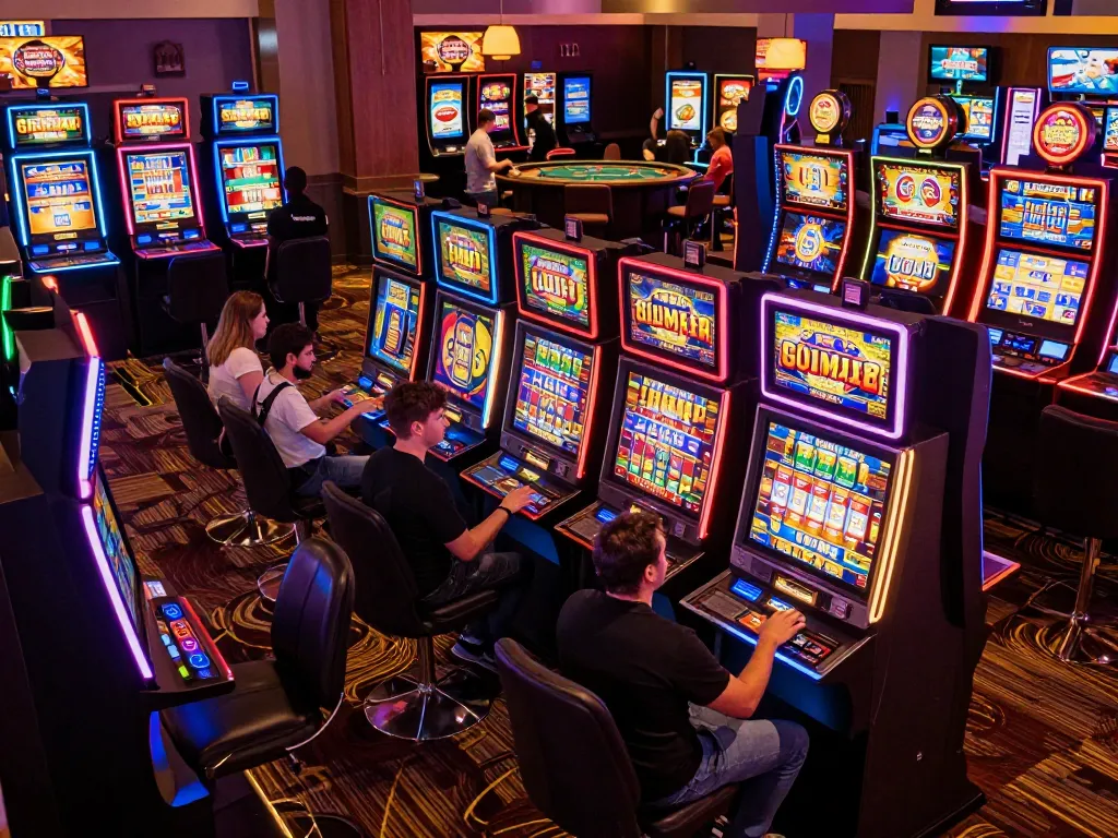 Exciting players engaging with SC88 slot machines in a lively casino atmosphere