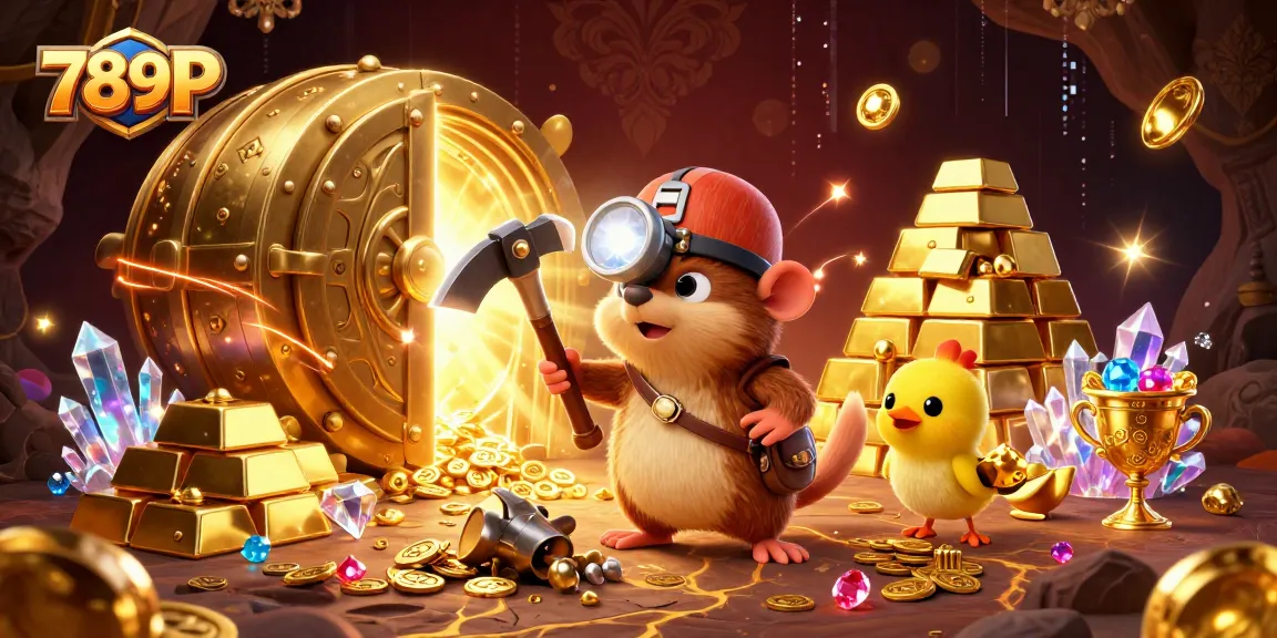 Experience the thrill of 789P with vibrant treasure hunting in a golden cave filled with gems.
