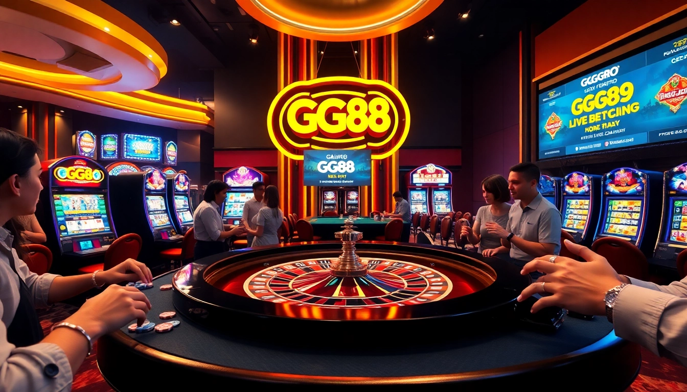 Players enjoying a thrilling game at GG88 roulette table in a lively casino atmosphere